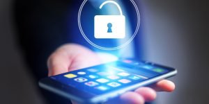Security concept with a locker open on an internet application –