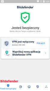 Widok informacji o chronionym urządzeniu w Bitdefender