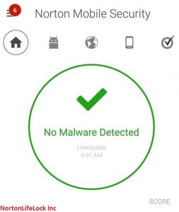 Widok startowy Norton Mobile Security