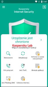 Główny ekran kaspersky