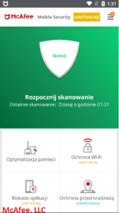 McAfee ekran skanowania